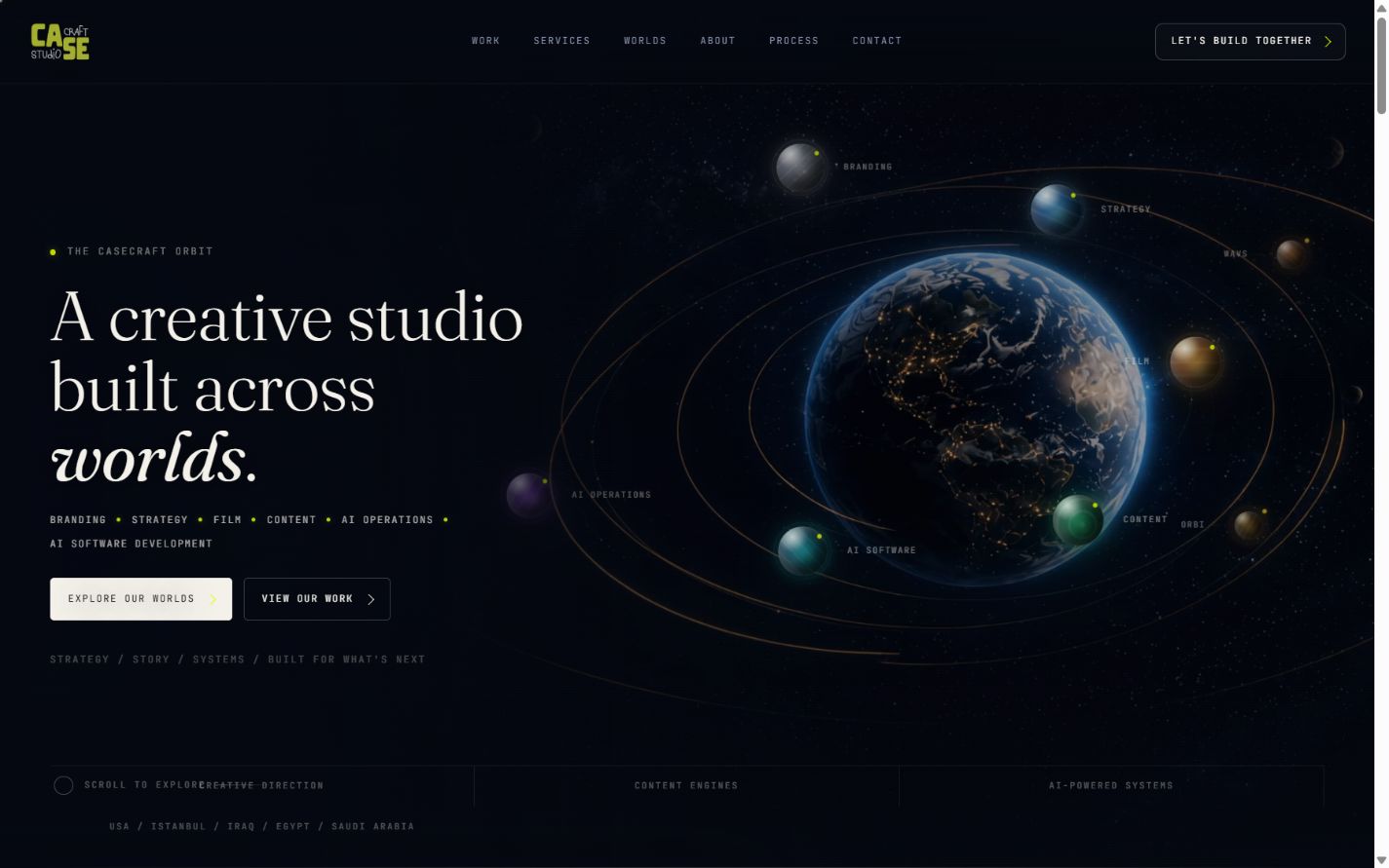 Screenshot of the live original CaseCraft Orbit homepage